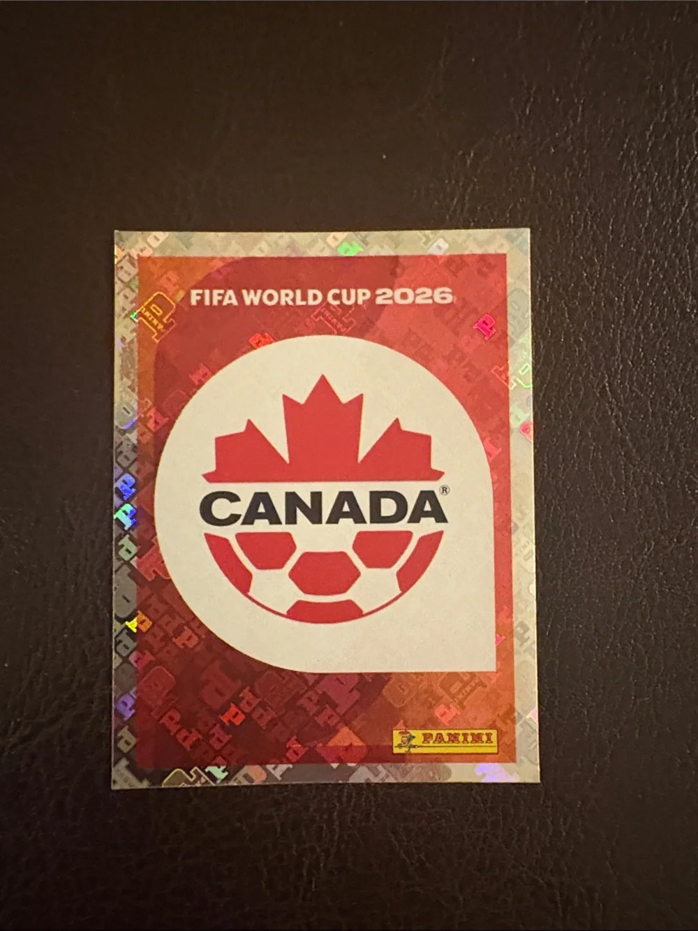 Fifa Panini Canada Crest Sticker - Red & White with Holographic Trim